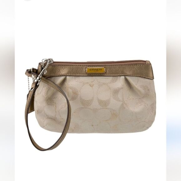 Gold Coach Wristlet Clutch Wallet Carryall Designer Womens Fancy Y2k Fun Trip - Picture 2 of 16